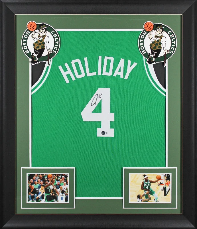 Basketball Jersey With Soft Feel-Jrue Holiday Authentic Signed Green Pro Style Framed Jersey BAS Witnessed