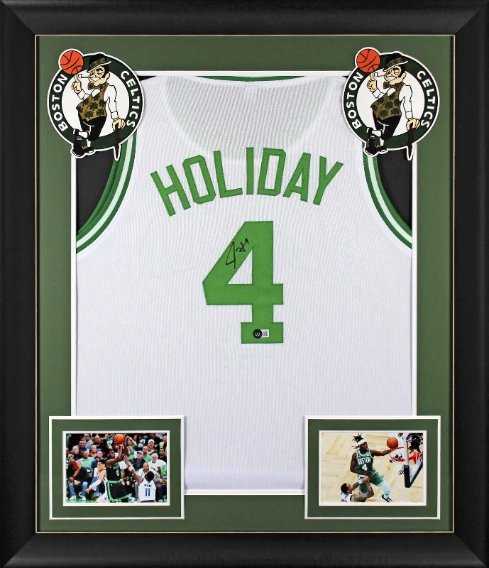 Basketball Jersey With Lightweight Fabric-Jrue Holiday Authentic Signed White Pro Style Framed Jersey BAS Witnessed