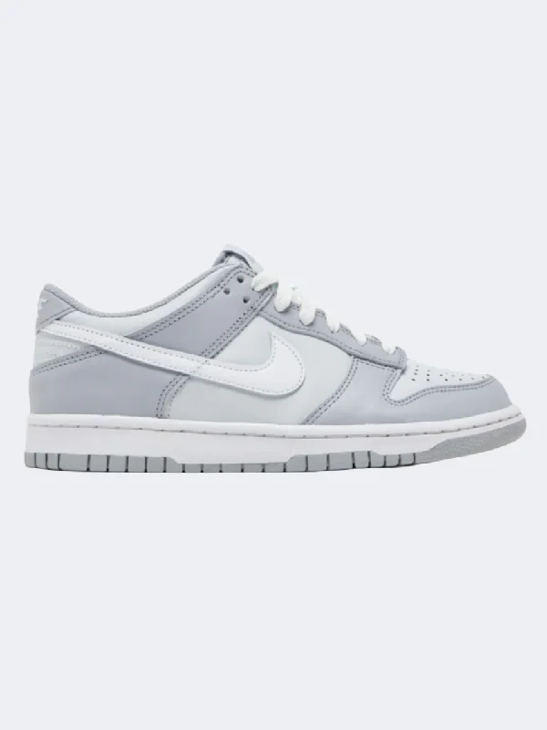 Basketball Shoes For Quick Drying-Nike Dunk Gs Boys Lifestyle Shoes Platinum White/Grey