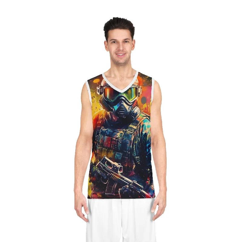 Basketball Jersey For Pickup Games-Paintball Game Sport: Professional Action Shot Target Player - Basketball Jersey (AOP)