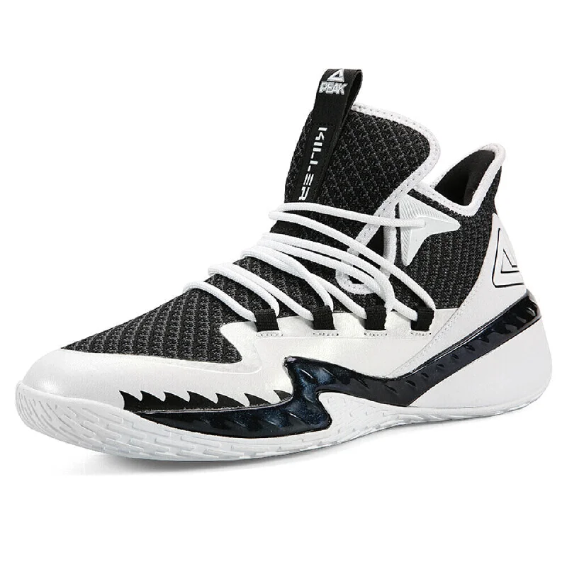 Basketball Shoes With Lace-Up Style-PEAK  Professional Basketball Shoes Mid Sneakers White Black DA920231