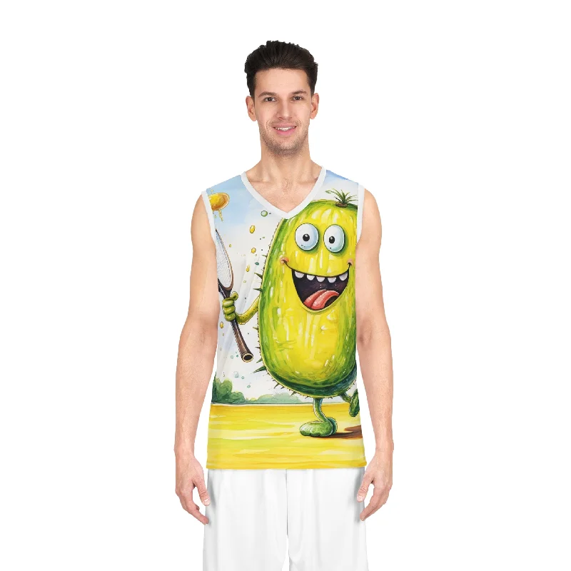 Basketball Jersey For Team Uniforms-Pickleball Sport: Athletic Pickle Playing Game with Net and Paddle - Basketball Jersey (AOP)