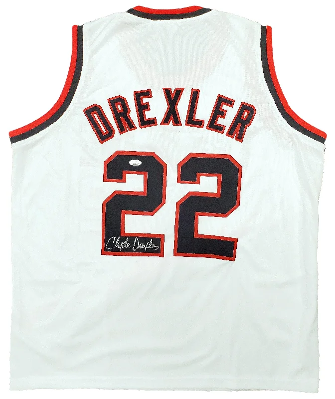 Basketball Jersey With Expert Picks-Portland Trail Blazers Clyde Drexler Autographed White Jersey JSA Stock #197005