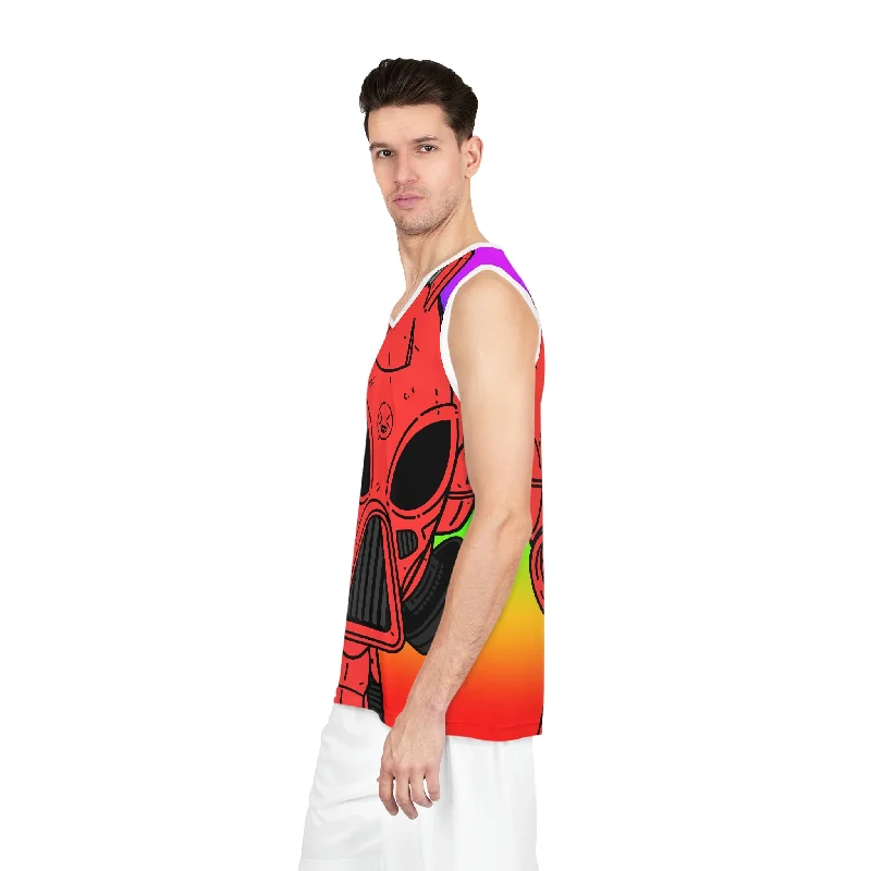 Basketball Jersey In Black-Pride Alien Visitor Cyborg Basketball Jersey (AOP)