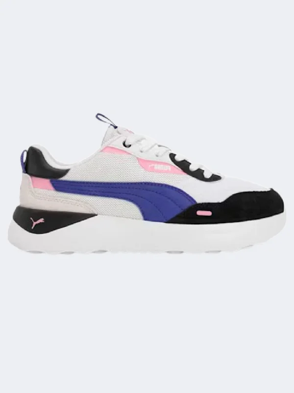 Basketball Shoes For Flat Feet-Puma Runtamed Platform Women Lifestyle Shoes White/Lapis/Mauved