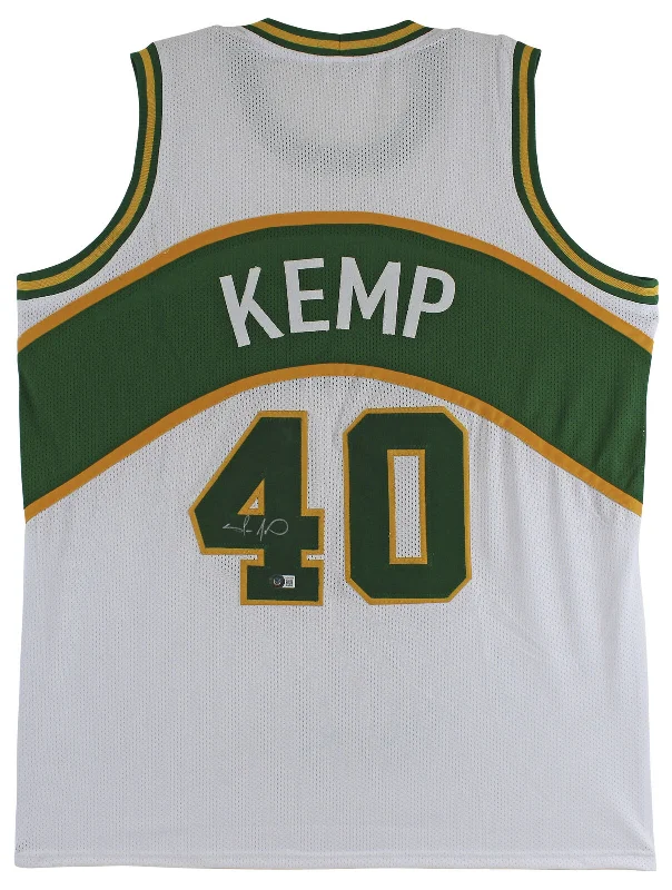 Basketball Jersey For Pro Teams-Shawn Kemp Authentic Signed White Pro Style Jersey Autographed BAS Witnessed