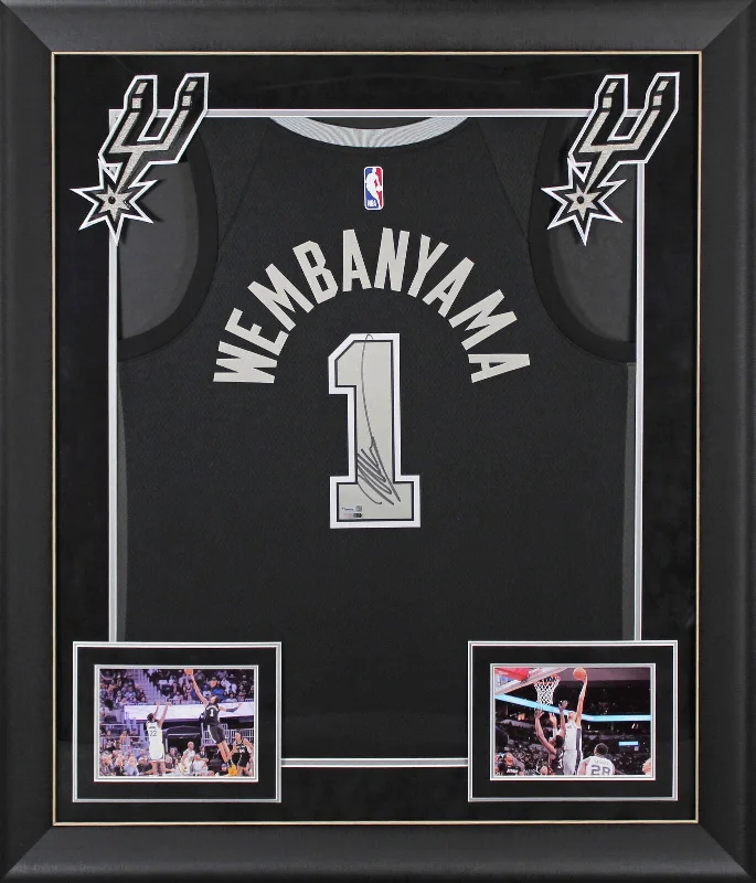 Basketball Jersey For Arena Wear-Spurs Victor Wembanyama Authentic Signed Black Nike Jersey w/ Grey #'s Fanatics