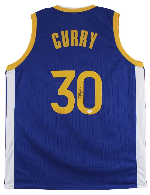 Basketball Jersey With All-Star Designs-Stephen Curry Authentic Signed Blue Pro Style Jersey Autographed JSA