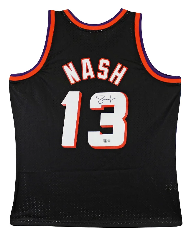 Basketball Jersey For Indoor Games-Suns Steve Nash Signed Black M&N 1996-97 HWC Swingman Jersey BAS Witnessed