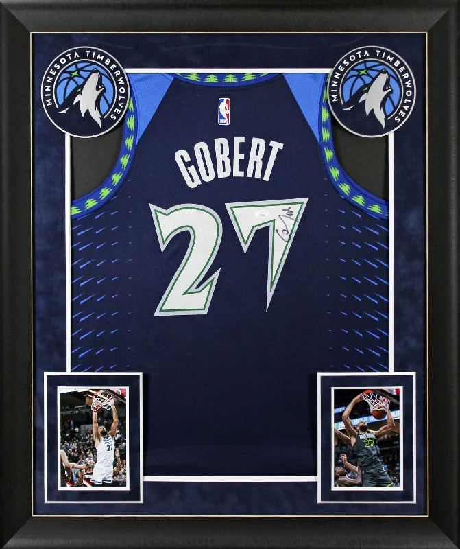 Basketball Jersey With Eco-Friendly Materials-Timberwolves Rudy Gobert Signed Navy Blue Nike Framed Jersey JSA #AR73430