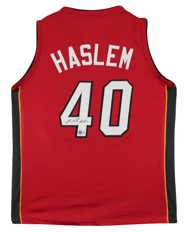 Basketball Jersey For Rookie Players-Udonis Haslem Authentic Signed Red Pro Style Jersey Autographed BAS Witnessed