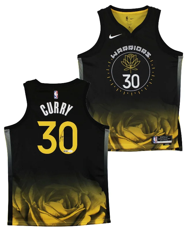 Basketball Jersey For Budget Buyers-Warriors Stephen Curry Authentic Signed Black Nike Rose City Edition Jersey JSA