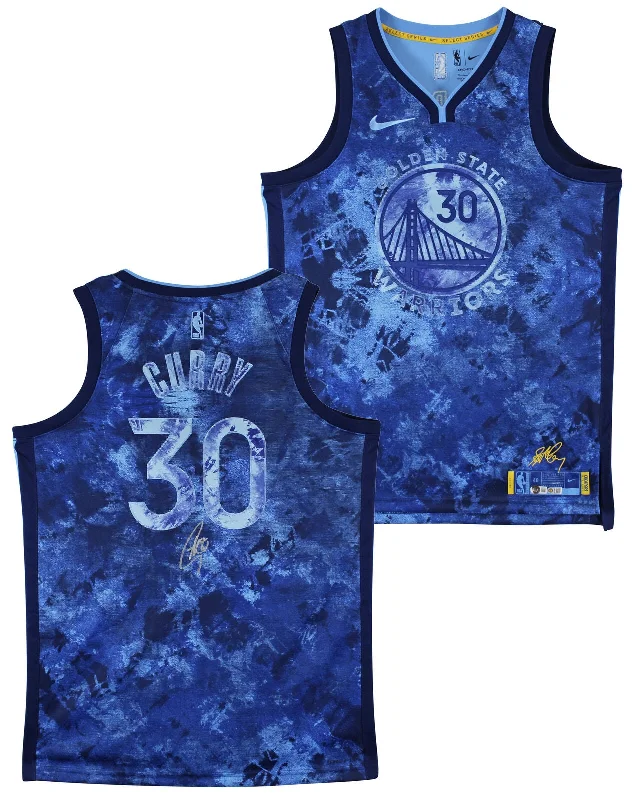 Basketball Jersey For Daytime Play-Warriors Stephen Curry Signed Blue Creators in The Paint Nike Jersey BAS Witness