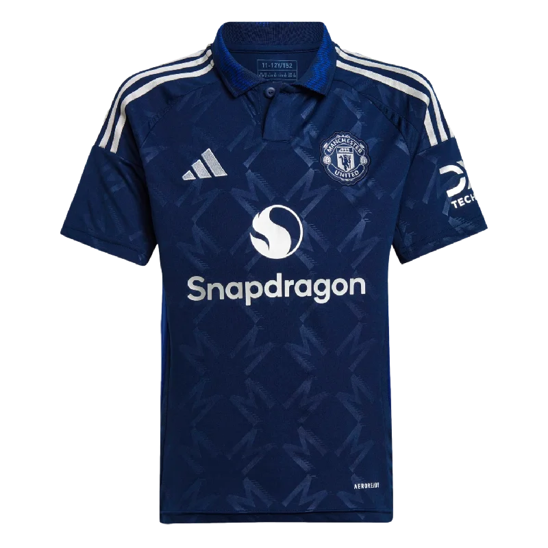 Football Jersey With Celebration Prints-Adidas Manchester United 24/25 Youth Away Jersey