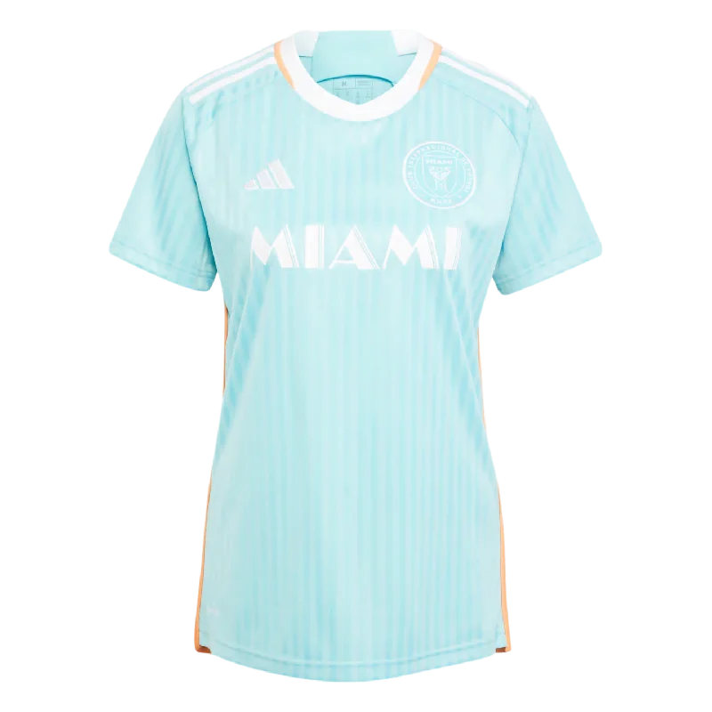 Football Jersey With Varsity Letters-Adidas Inter Miami 2024 Messi Womens Archive Third Jersey