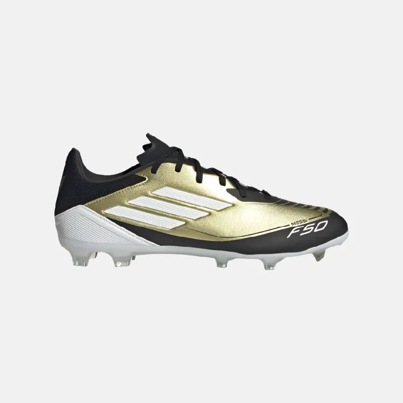 Football Jersey With Retro Designs-Adidas F50 League Messi Firm Unisex Football Ground Shoes -Gold Metallic/Cloud White/Core Black