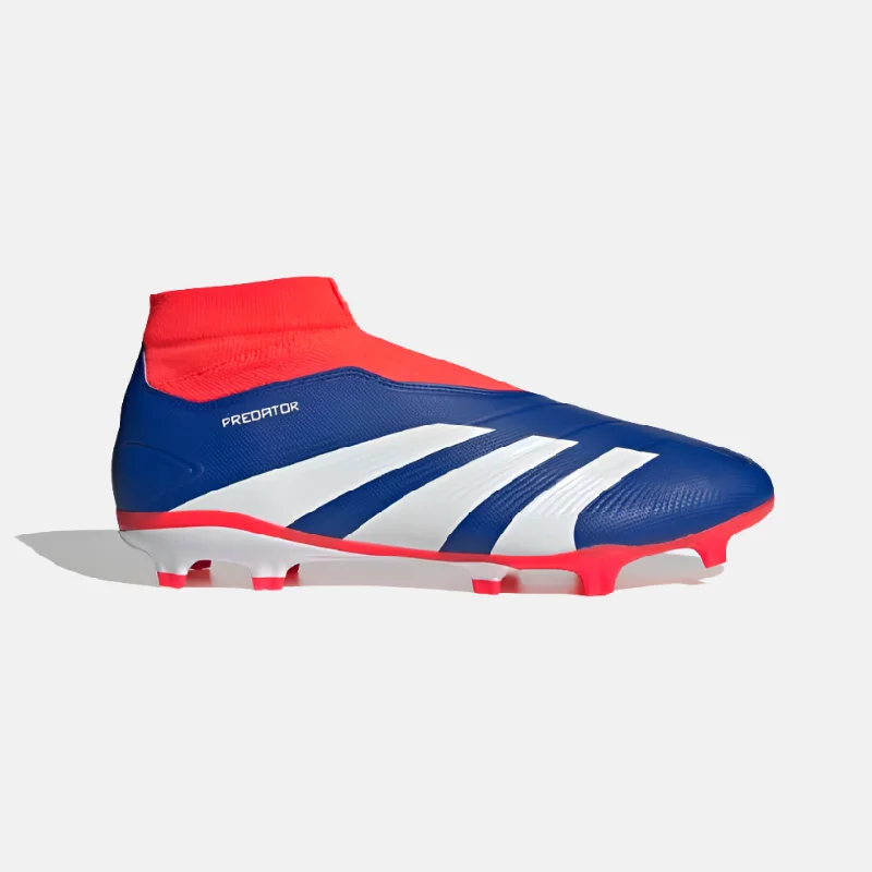 Football Jersey For Collectors-Adidas Predator League Laceless Firm Ground Unisex Football Shoes -Lucid Blue/Cloud White/Solar Red