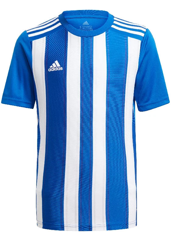 Football Jersey For Summer Clinics-Adidas Youth Striped 21 Jersey Blue/White <br> GH7323