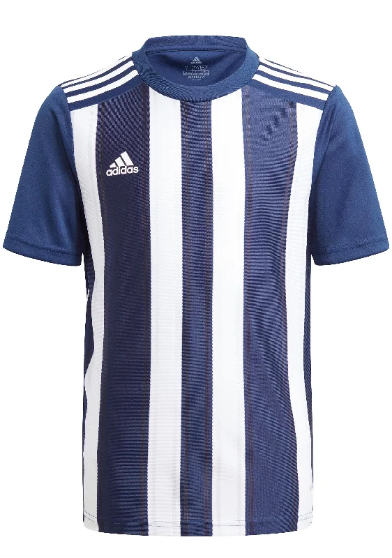 Football Jersey With Scout Appeal-Adidas Youth Striped 21 Jersey Navy/White <br> GN7637