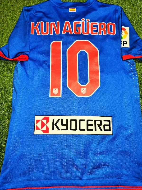 Football Jersey For Cold Snap Games-Aguero Atletico Madrid 2010 2011 UEFA MATCH WORN Jersey Camiseta Shirt L