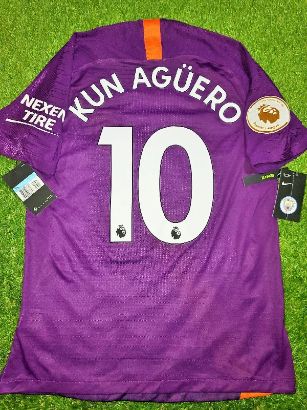 Football Jersey For Underdog Teams-Aguero Manchester City 2018 2019 PLAYER ISSUE VAPORKNIT Away Purple Jersey Shirt Camiseta BNWT M SKU# 918915-538