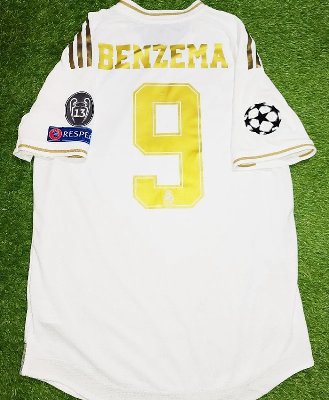 Football Jersey With Team Mascots-Benzema Real Madrid 2019 2020 CLIMACHILL PLAYER ISSUE UEFA Home Jersey Camiseta Shirt M SKU# DW4436