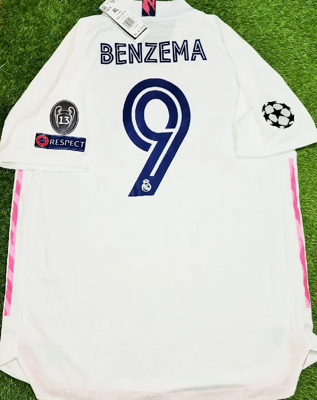 Football Jersey For Shiny Finish-Benzema Real Madrid 2020 2021 CLIMACHILL PLAYER ISSUE UEFA Home Jersey Camiseta Shirt BNWT XL SKU# FM4736