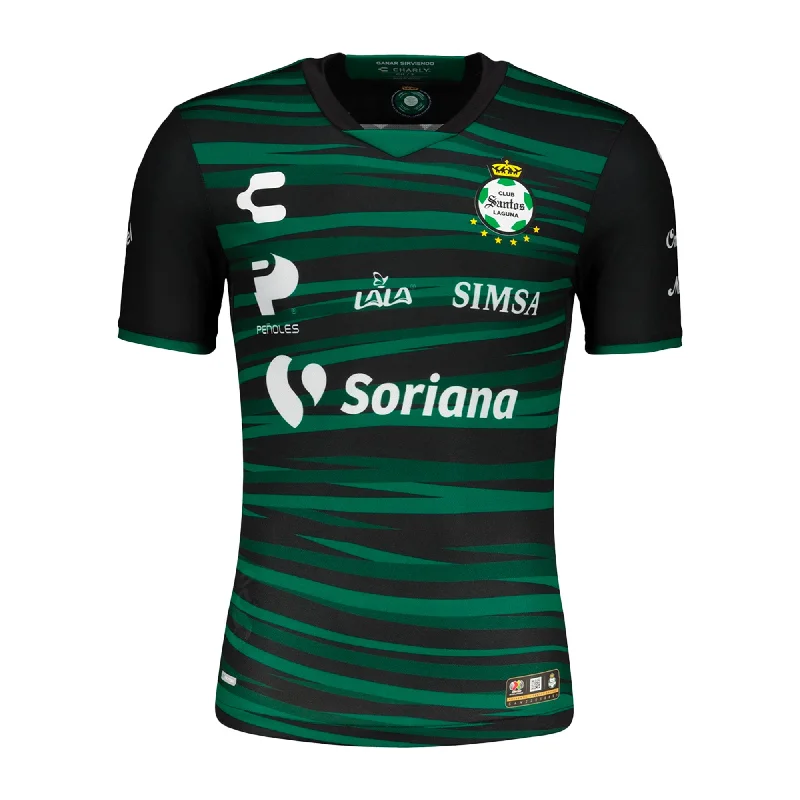 Football Jersey For Throwback Fans-Charly Men's Santos Laguna 2022/23 Authentic Away Jersey Black/Green