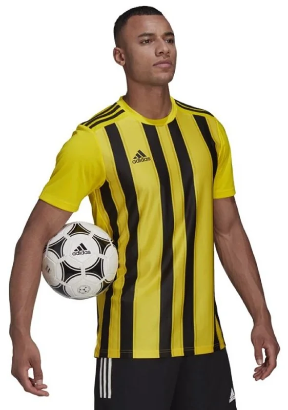 Football Jersey With Weatherproof Fabric-Adidas Mens Striped 21 Jersey Yellow/Black <br> GV1378