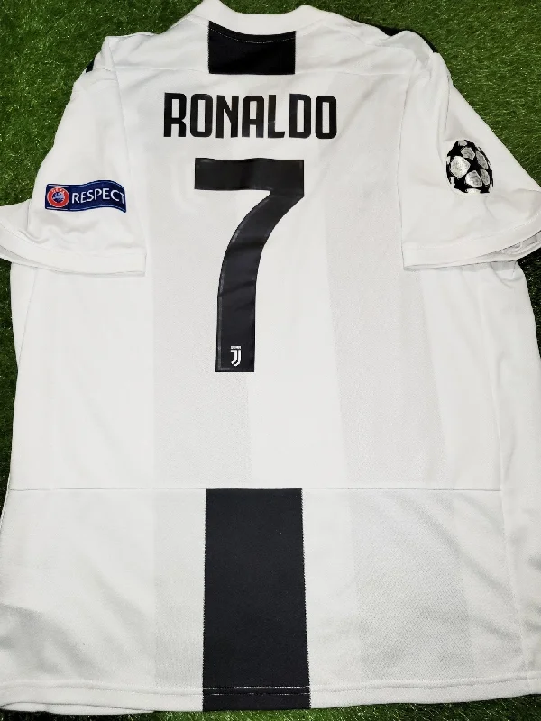 Football Jersey For New Eras-Cristiano Ronaldo Juventus 2018 2019 DEBUT UEFA Jersey Camiseta Shirt XL SKU# CF3489