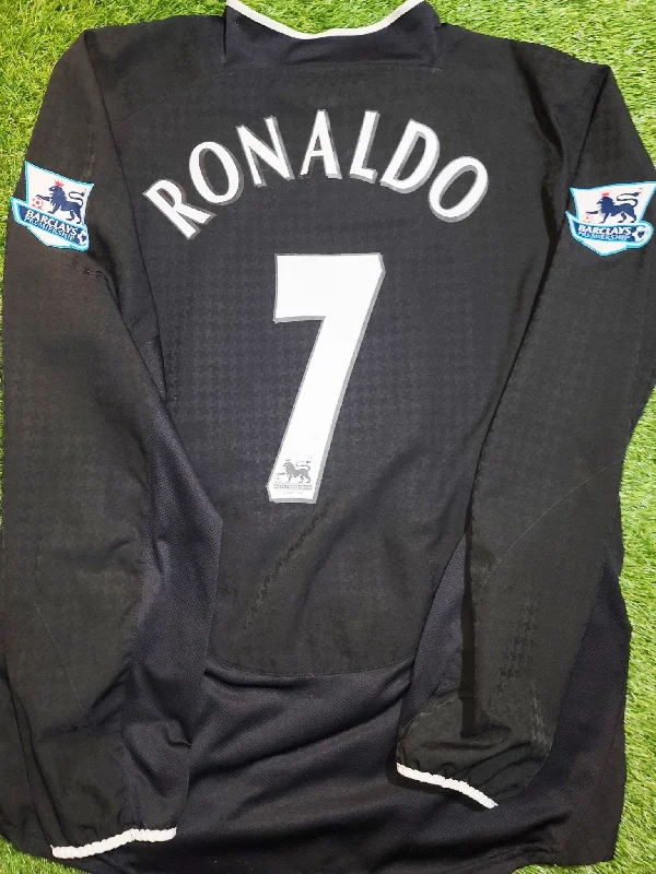 Football Jersey With Flea Market Vibes-Cristiano Ronaldo Nike Manchester United 2004 2005 Away Long Sleeve Jersey Shirt L