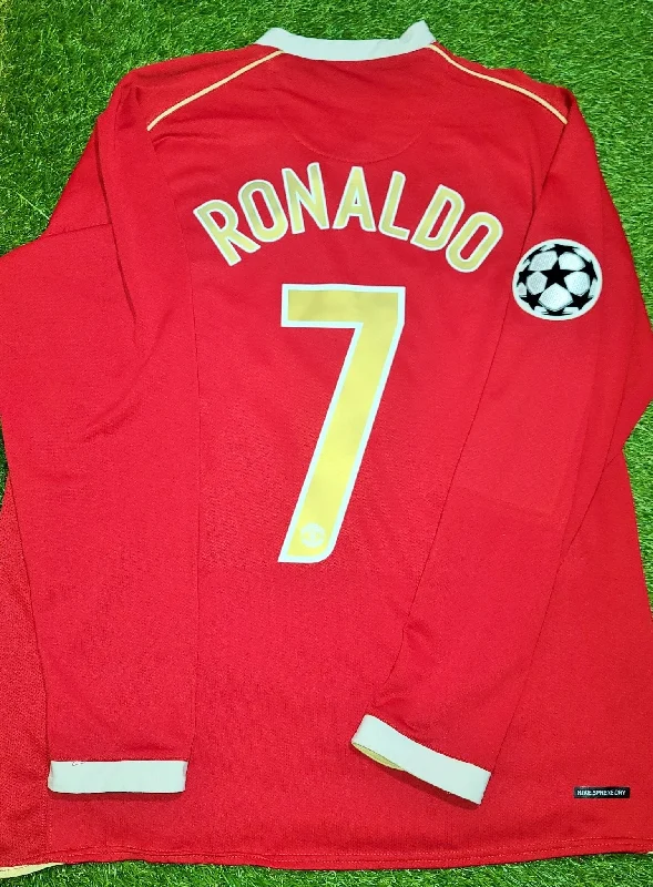 Football Jersey For Legacy Fans-Cristiano Ronaldo Nike Manchester United 2006 2007 UEFA Home Long Sleeve Jersey Shirt L SKU# H6DHA 146815