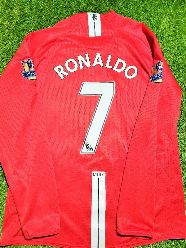 Football Jersey With Rip-Proof Seams-Cristiano Ronaldo Nike Manchester United 2007 2008 Home Long Sleeve Jersey Shirt M SKU# 237925-666