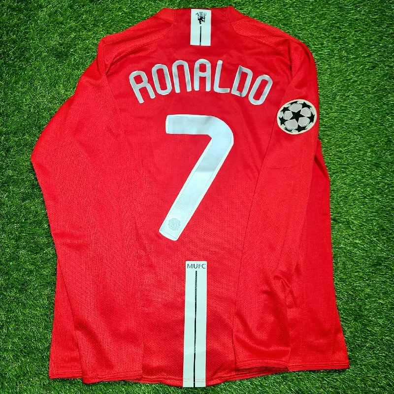 Football Jersey With Weekend Wear-Cristiano Ronaldo Nike Manchester United 2007 2008 UEFA FINAL Home Long Sleeve Jersey Shirt M SKU# 237925-666