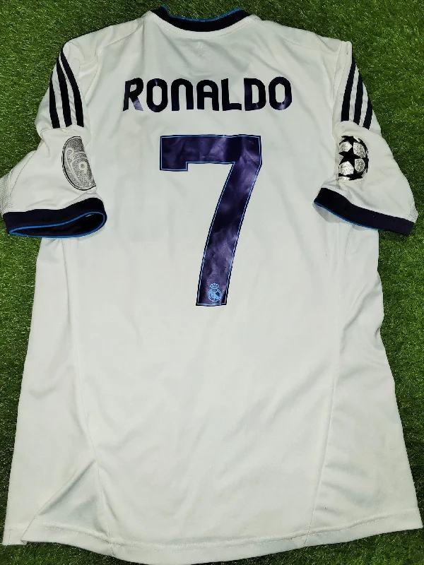 Football Jersey With Rare Finds-Cristiano Ronaldo Real Madrid 2012 2013 UEFA Home Soccer Jersey Camiseta Shirt M SKU# W41768