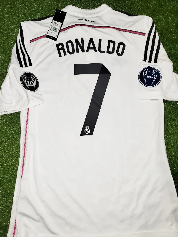 Football Jersey For Classic Games-Cristiano Ronaldo Real Madrid 2014 2015 UEFA Home Soccer Jersey Shirt BNWT L SKU# M38202