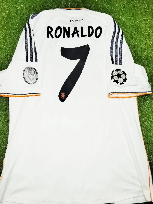 Football Jersey With Festival Looks-Cristiano Ronaldo Real Madrid UEFA FINAL 2013 2014 Home Jersey Camiseta Shirt XL SKU# G81157