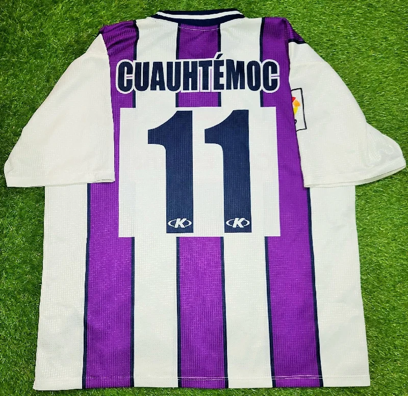 Football Jersey With Crafted Logos-Cuauhtemoc Blanco Real Valladolid Kelme PLAYER ISSUE DEBUT 2000 2001 Home Jersey Shirt Camiseta L