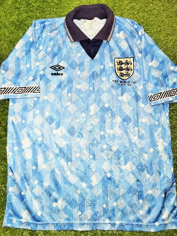 Football Jersey For Parade Wear-England Umbro 1990 WORLD CUP Third Blue Jersey Shirt L