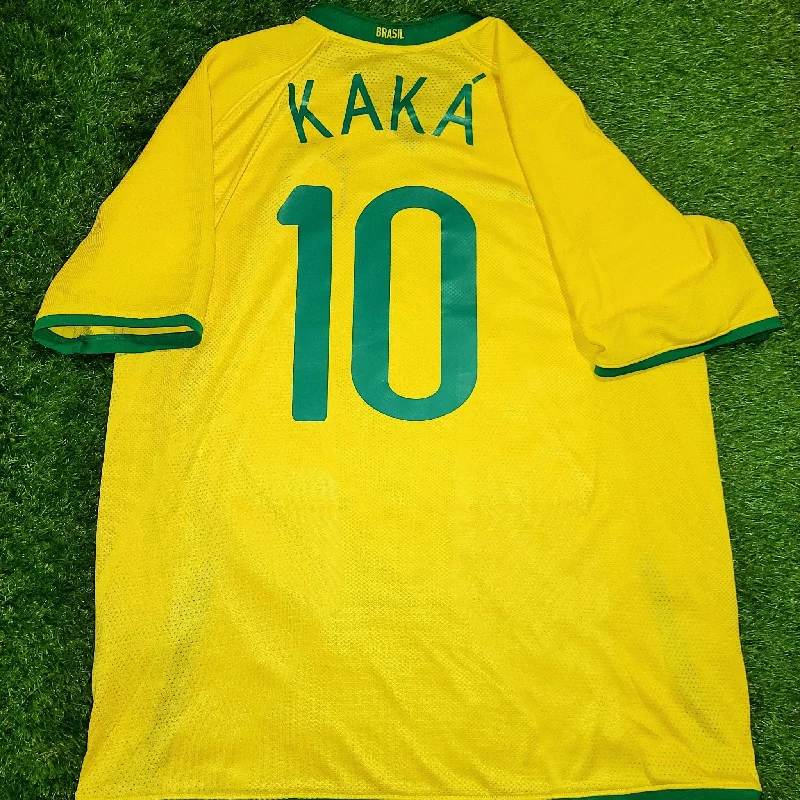 Football Jersey With Digital Designs-Kaka Brazil 2008 2009 Home Nike Jersey Shirt Camiseta L