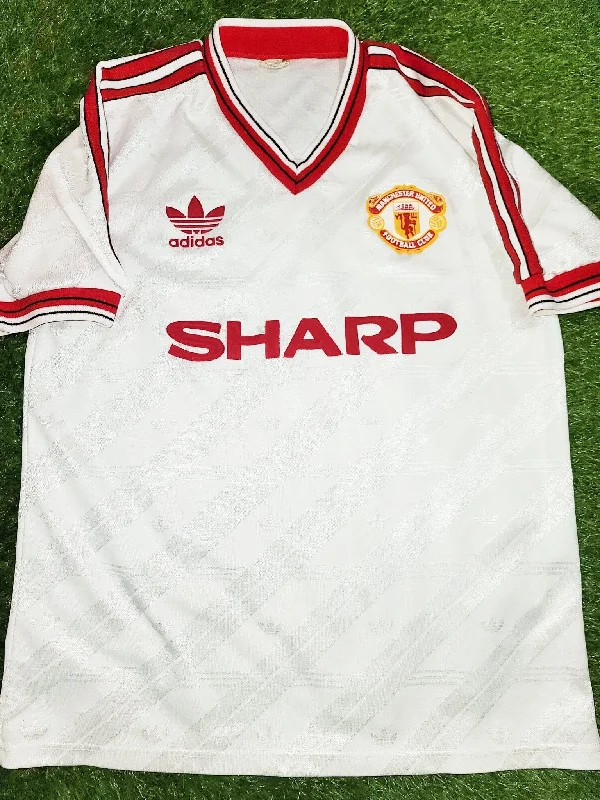 Football Jersey For Collector Trades-Manchester United Adidas 1986 1987 1988 White Away Jersey Shirt M