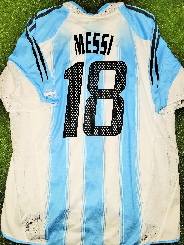 Football Jersey With Weatherproof Fabric-Messi Argentina 2004 2005 DEBUT Home Jersey Shirt Camiseta L SKU# 645789