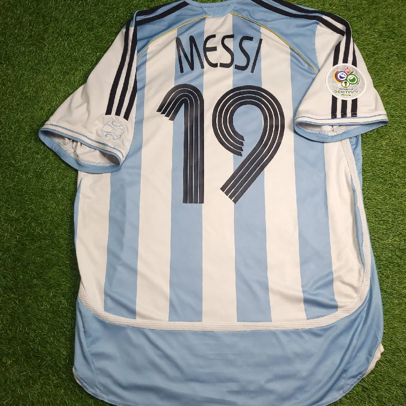 Football Jersey For Charity Games-Messi Argentina 2006 WORLD CUP Home Soccer Jersey Shirt L SKU# 739802 AZB001