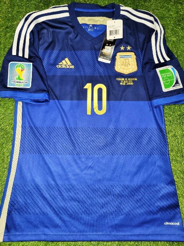 Football Jersey With Warm Linings-Messi Argentina 2014 WORLD CUP FINAL Away Jersey Shirt Camiseta BNWT M SKU# G75187