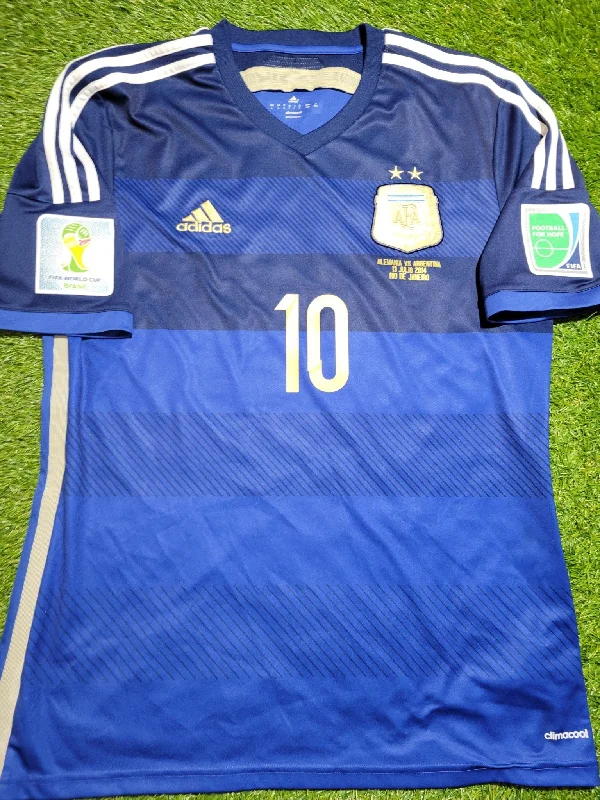 Football Jersey For Lightweight Layers-Messi Argentina 2014 WORLD CUP FINAL Away Soccer Jersey Shirt L SKU# G75187