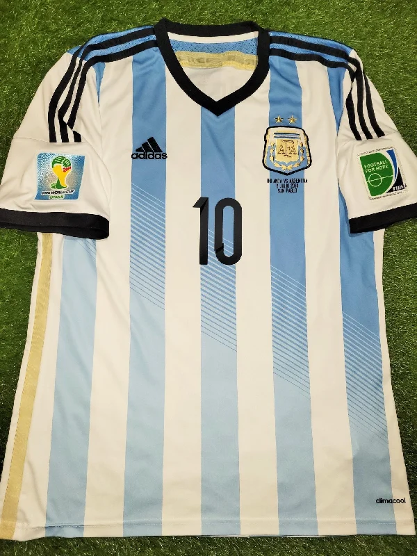 Football Jersey For Pep Rallies-Messi Argentina 2014 WORLD CUP SEMIFINAL Jersey Shirt Camiseta L SKU# G74569