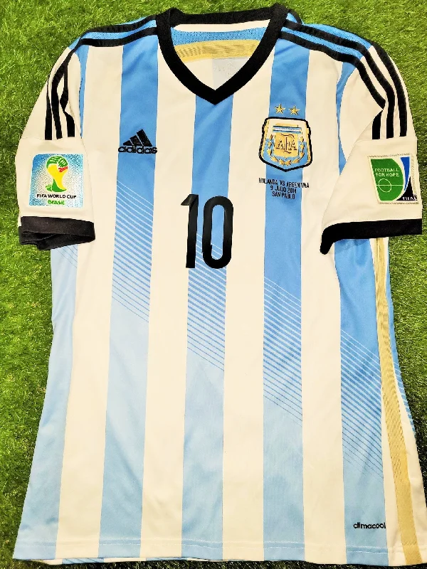 Football Jersey For Rough Tackles-Messi Argentina 2014 WORLD CUP SEMIFINAL Jersey Shirt Camiseta M SKU# G74569