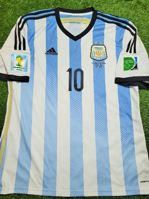 Football Jersey With MVP Honors-Messi Argentina 2014 WORLD CUP SEMIFINAL Jersey Shirt Camiseta XL SKU# G74569