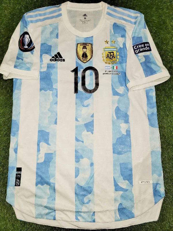 Football Jersey With Winter Drills-Messi Argentina 2020 2021 2022 FINALISSIMA PLAYER ISSUE Heat.Rdy Home Jersey Shirt Camiseta M SKU# FS6568