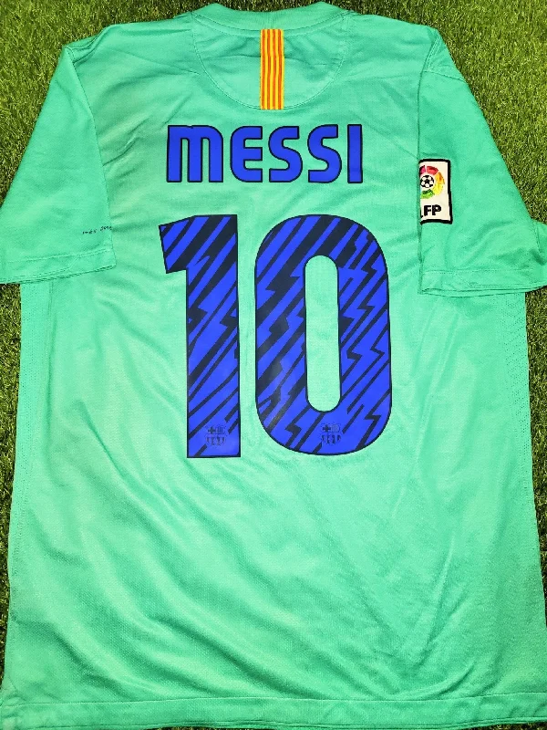 Football Jersey For Lightweight Layers-Messi Barcelona 2010 2011 Green Away Jersey Shirt M SKU# 382358-310